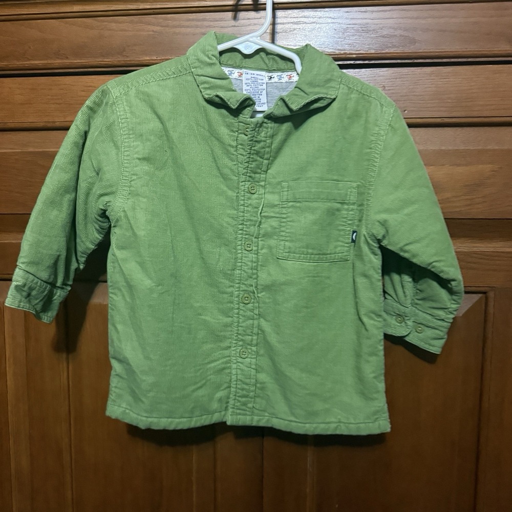 VTG Boys Gymboree Green Corduroy Jacket/Shacket Size 18-24 Months